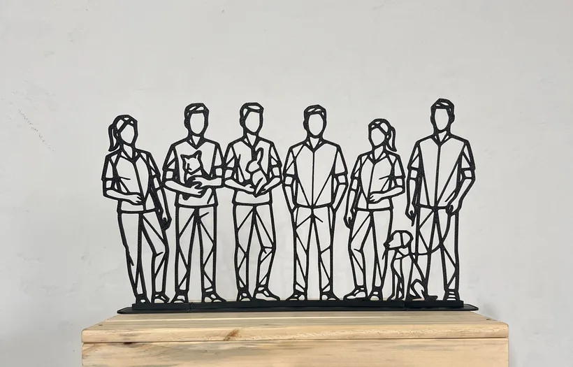 Decoração Art Line de família em linha contínua impressa em 3D
